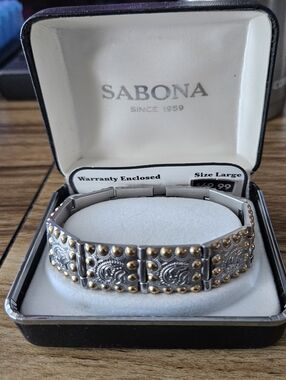 Sabona Two-Tone Silver and Gold Beaded Link Bracelet